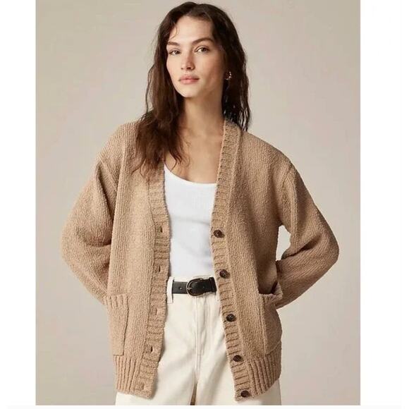 J Crew Marina V Neck Cardigan Sweater M NWT Tan Button CM461 J.Crew Prep 90s - Picture 1 of 5